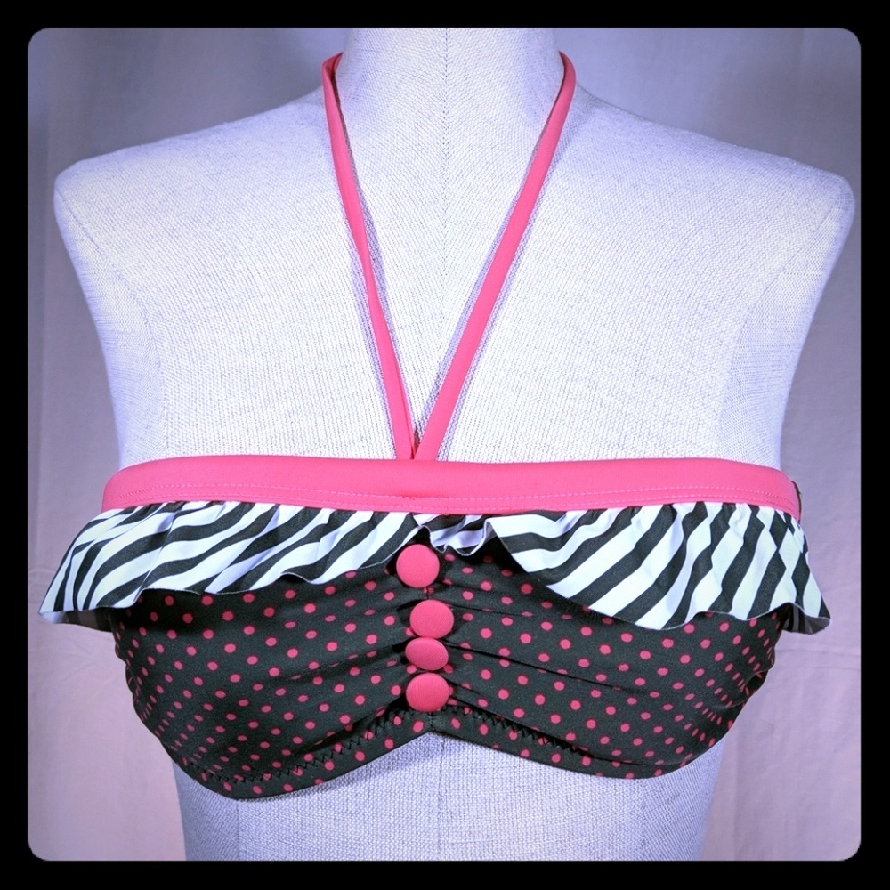 Tube top bra bikini swimsuit polka dot S M